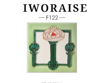 Azulejo de cerámica Art Nouveau rosa con diseño floral vintage (6x6 pulgadas)