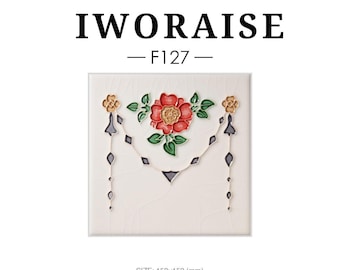 Azulejo de cerámica Art Nouveau con rosa roja, decoración floral vintage para colgar en la pared (6 x 6 pulgadas)