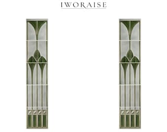 Hand-Painted Art Nouveau Ceramic Fireplace Tiles – Green Tulip, 1900s Style