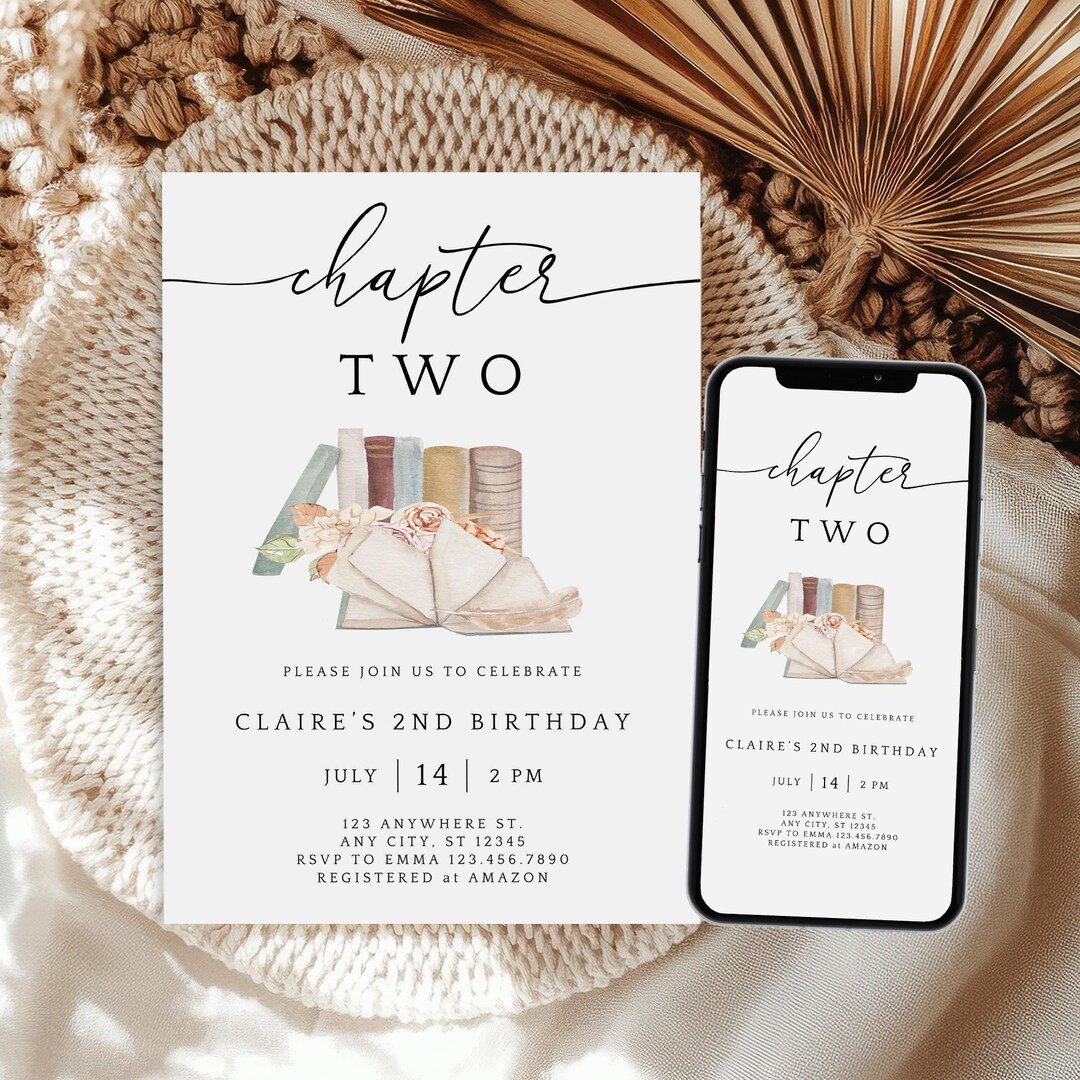 Editable Storybook Birthday Invitation, Chapter Two Birthday Invite ...