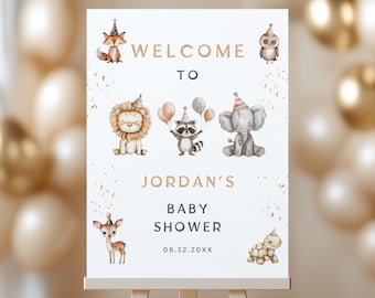 Jungle Safari Animals Baby Shower Welcome Sign, Wild One Signange, (Digital Download)