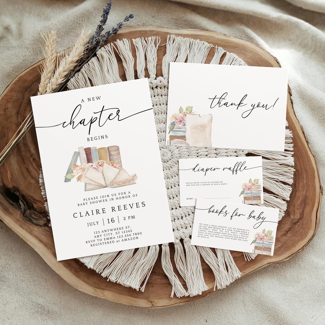 Editable Storybook Baby Shower Invitation Bundle, A New Chapter Begins ...