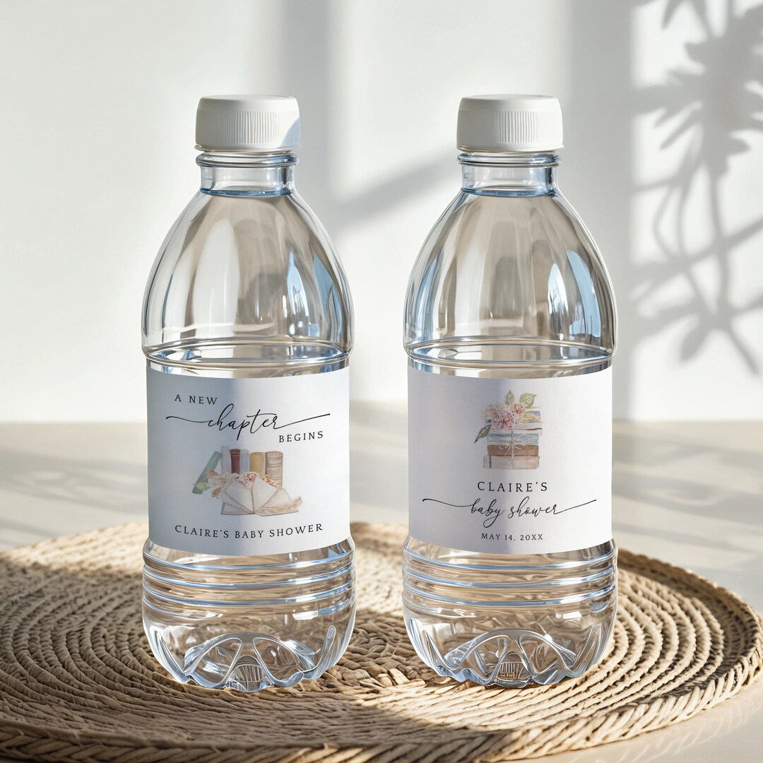 Best Chapter Label A New Chapter Begins Baby Shower Water Bottle Label, Storybook Party ...