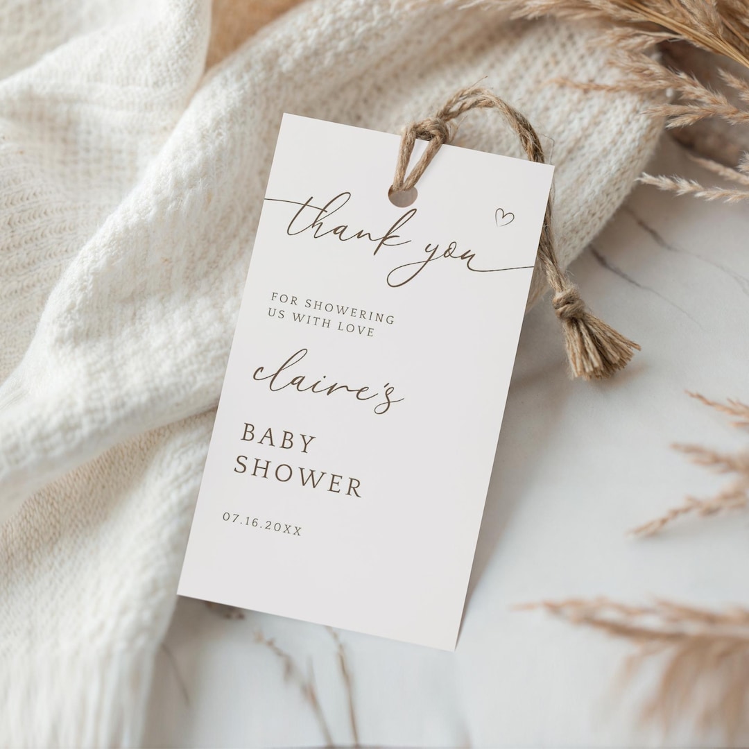 Editable Boho Baby Shower Thank You Tags, Modern Gender Neutral Favors ...