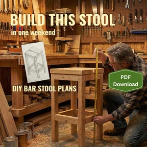 Gifts for Woodworkers | Outdoor Bar Plans PDF | Patio Furniture Plans | DIY Bar Stool Blueprint | Easy 2x4 Woodworking Project Download