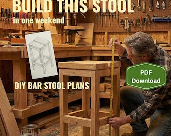 Gifts for Woodworkers | Outdoor Bar Plans PDF | Patio Furniture Plans | DIY Bar Stool Blueprint | Easy 2x4 Woodworking Project Download