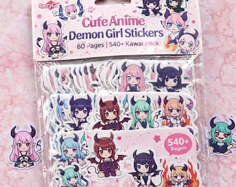 Cute Anime Demon Girl Stickers | 60 Pages | 540+ Kawaii Pack