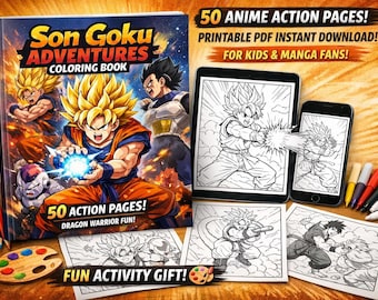 Son Goku Adventures Coloring Book | 50 Anime Action Pages (PDF Download)