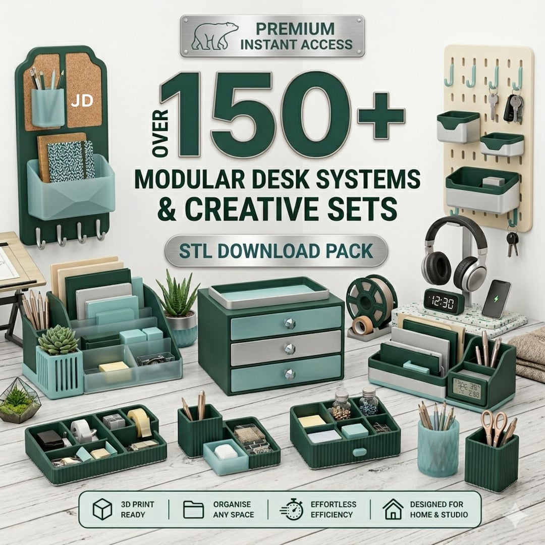 150+ Desk & Office Organiser STL Bundle Desk Storage, Pencil Holder ...