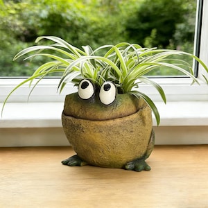Googly Eye Frog Planter – Söt Resin Grod Blomkruka för Suckulenter/Inomhusväxter, Nyckfull Hem Trädgårdsdekoration, Växtälskare Kollektion