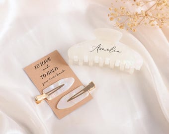 Accesorio para el cabello de boda personalizado con nombre, pinza para el cabello de boda personalizada para dama de honor, regalo de dama de honor, propuesta de dama de honor, recuerdo de fiesta