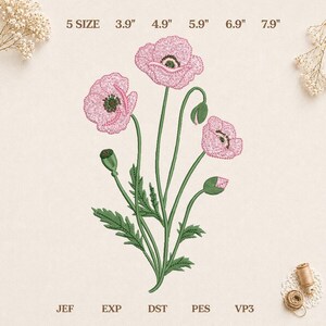 Rosa Mohnblume, August Geburtsblume, Instant Download