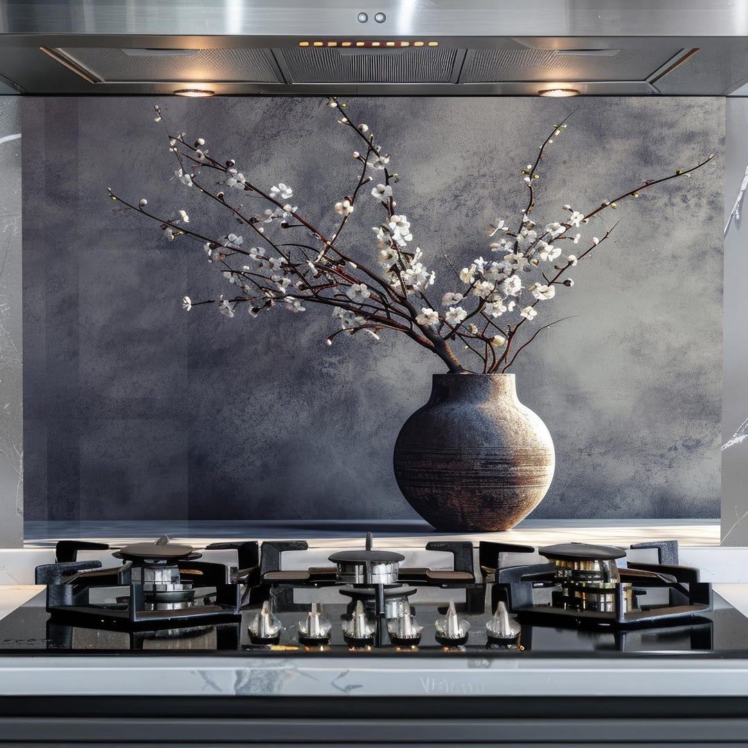 View of Kitchen Backsplash Glass Art: Coffee Bean Design Tempered Glass Kitchen ...