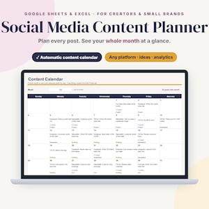 Spreadsheet voor het plannen van socialmediacontent, contentkalender, Google Sheets Excel (digitale download)