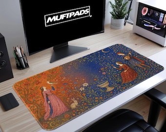 Crescent Moon And Stars Desk Mat for Gift For Him Workspaces