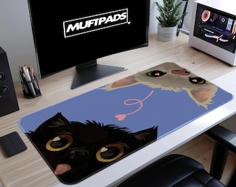 Alfombrilla de ratón con ilustración de gato – Alfombrilla de escritorio minimalista – Regalo para amantes de los gatos