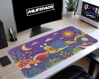 Blue Spiral Shell Desk Mat for Gift For Him Workspaces