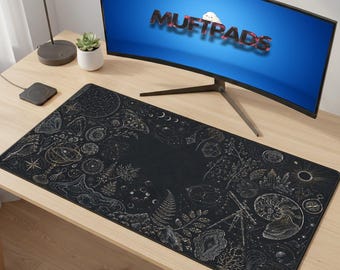 Podkładka pod mysz Celestial Desk Mat z rozszerzonym wzorem Dark Academia Botanical Design