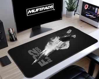 Podkładka pod mysz Stealth Fighter Jet – nowoczesna podkładka na biurko w kształcie samolotu wojskowego – Dark Gaming Setup