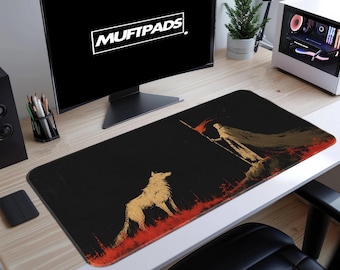 Dark Fantasy-bureauonderlegger met krijgerillustratie | MUFTPADS 3 mm neopreen