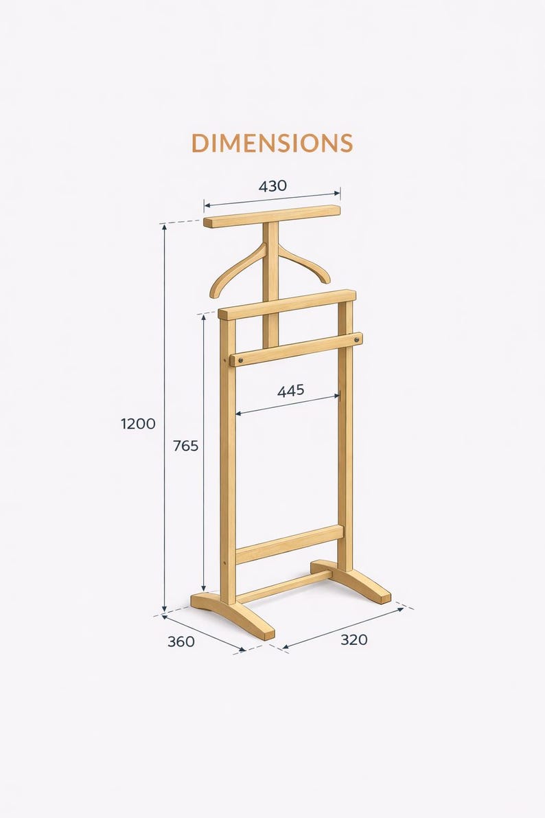 DIGITAL DOWNLOAD Valet Stand Plans DIY Wooden Clothes Stand Minimalist ...