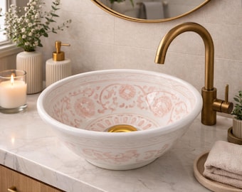 Ceramic Vessel Sink for Vanity - Bathroom Decor Statement Piece - Handmade Bathroom Sink with Artisan Finish