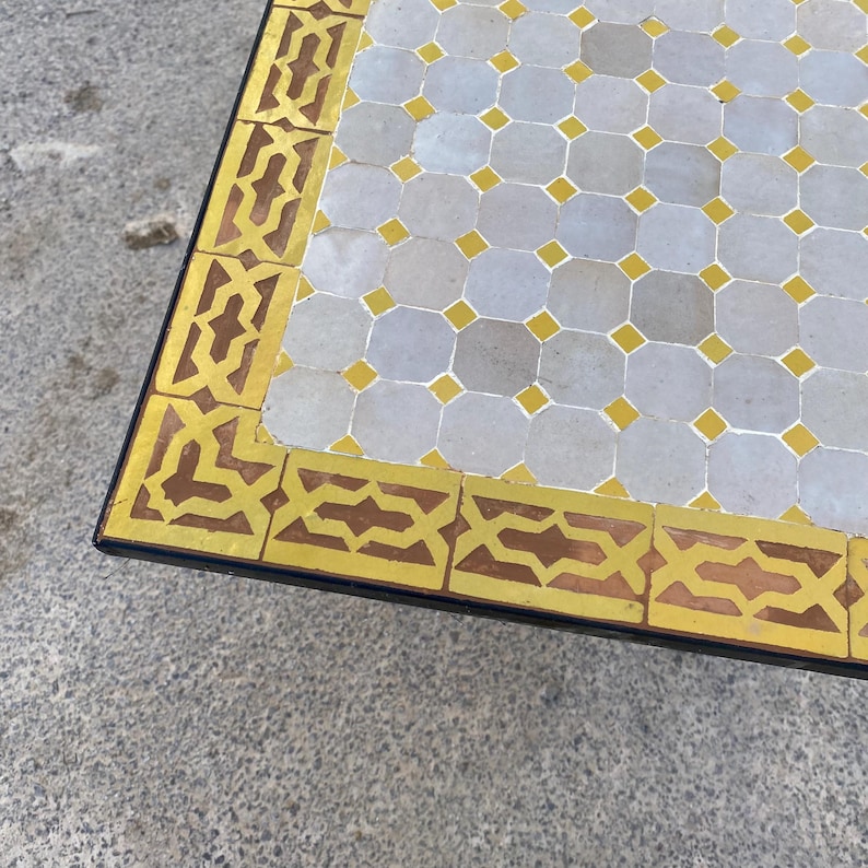 Raw Clay and Off-white MOSAIC TABLE, Handmade Square Dining Table ...