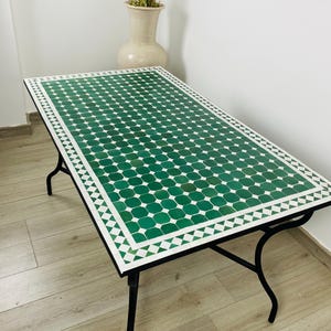 Customization Large Dining Rectangular Red Mosaic TABLE, Moorish 100% Handmade Outdoor & Indoor Mosaic Table, Solid Moroccan Table image 5