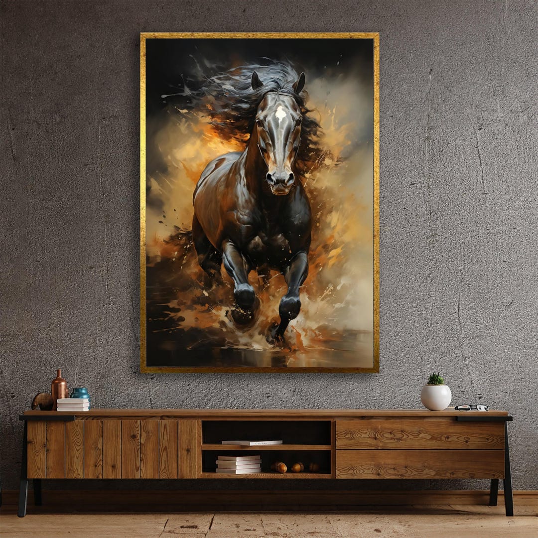 Majestic Running Horse Canvas, Dynamic Animal Wall Art, Abstract ...
