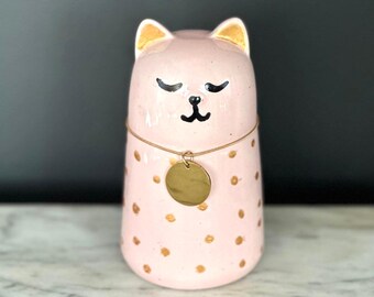 パーソナライズされた猫の骨壷 - 手描きの陶器製ペット火葬骨壷 - カスタマイズされた猫のメモリアル記念品 - ペットロスのお悔やみギフト