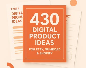 430 ideas de productos digitales (PDF) • Ideas de nicho para Shopify, Gumroad y Etsy para Navidad • Ingresos pasivos durante las fiestas