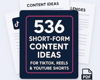 536 ideas de contenido de formato corto (PDF) • TikTok Reels YouTube Shorts • Planificador de redes sociales para las fiestas