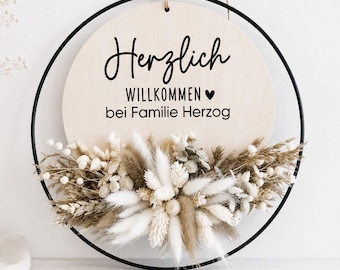 Türkranz | Türschild | Boho | Trockenblumen | Türkranz personalisiert | mit Namen | Türschmuck | Herzlich Wilkommen | Türdeko