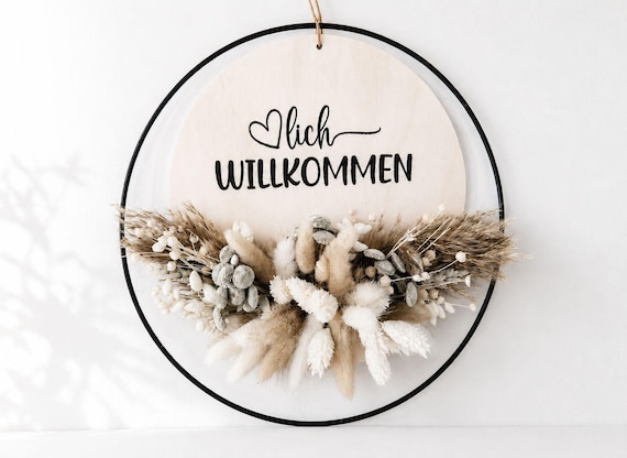 Türkranz | Türschild | Türschmuck | Türdeko | Herzlich Willkommen | Willkommen | Geschenk Hochzeit | Trockenblumen  | Geschenkidee