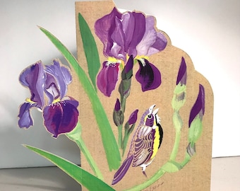 1 Pop-Out Iris Bird Card ~ Ready to Ship!