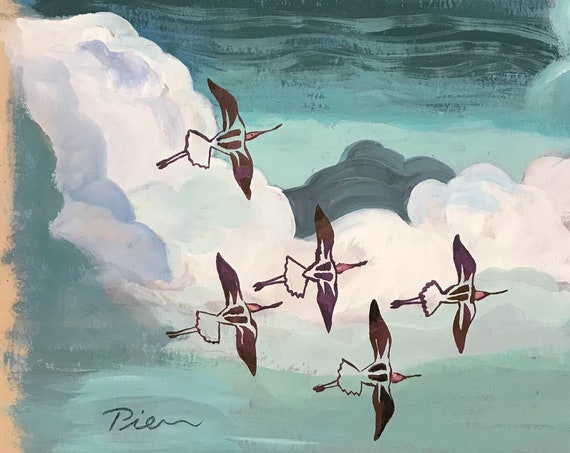Avocet Crossing ~ Acrylic-Gouache Ink Painting ~ Ready to Ship!