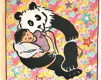 Panda Flora ~ Lap Quilt Wall Tapestry ~ Ready to Ship!