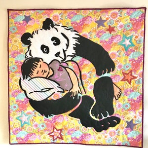 Panda Flora ~ Lap Quilt Wall Tapestry ~ Ready to Ship!