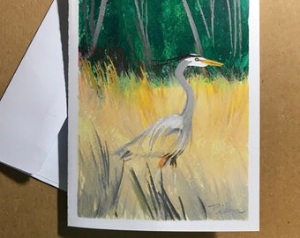 1 Great Blue Heron Card ~ Ready to Ship!