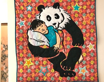 Panda Rose ~ Lap Quilt Wall Tapestry ~ Ready to Ship!