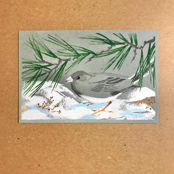 Slate-colored Junco ~ Postcard Painting #289
