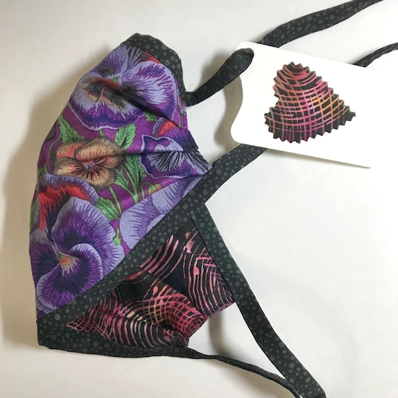 Reversible Cotton Face Mask - Pansy / Violet Circles