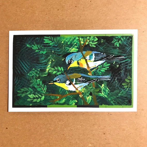Parula Warblers ~ Postcard Painting #175