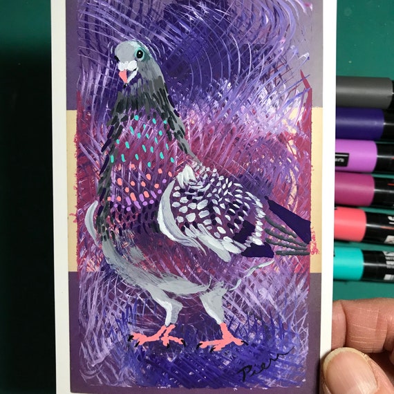 Rock Dove ~ Postcard Painting ~ Ready to Ship!