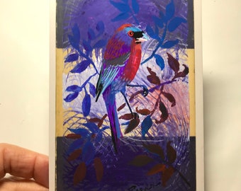 Varied Bunting ~ Postcard Painting #34 ~ Ready to Ship!