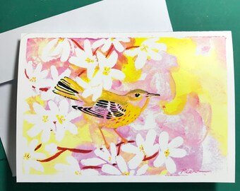 1 Female Yellow Warbler Card ~ Ready to Ship!