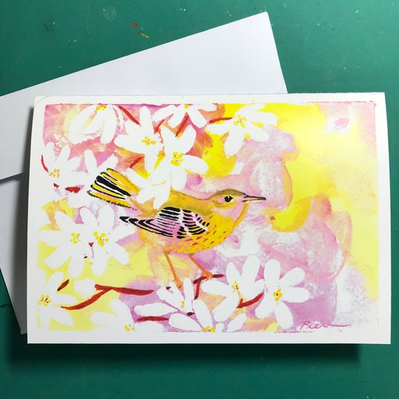 1 Female Yellow Warbler Card ~ Ready to Ship!