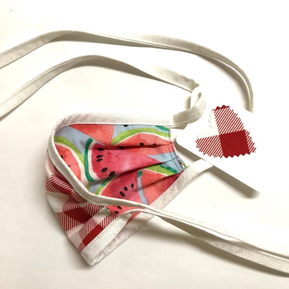KIDS Reversible Cotton Face Mask - Watermelon / Picnic, Ages 4-11