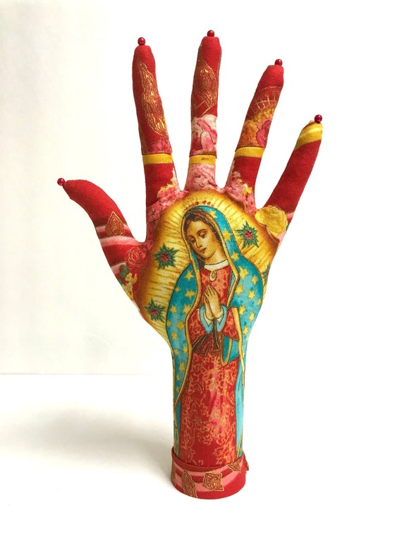 CLASSIC Our Lady Guadalupe Fabric HAND-Stand ~ Jewelry Display ~ Ready to Ship!