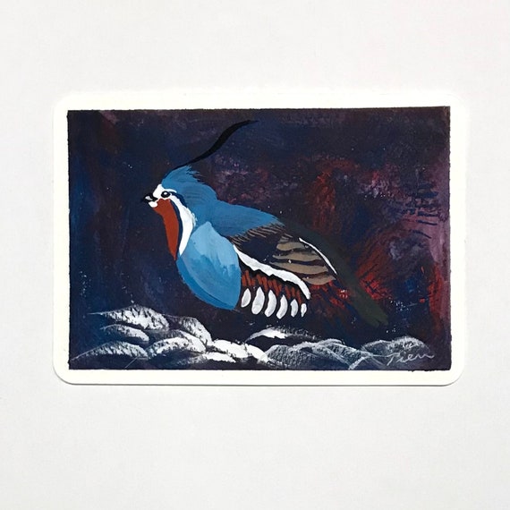 Mountain Quail ~ Postcard Painting ~ Ready to Ship!